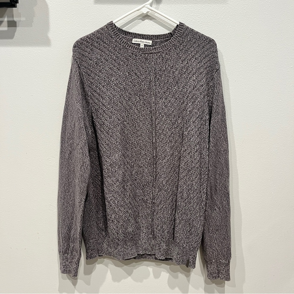 Chunky Cable Knit Gray Sweater Calvin Klein Jeans Men’s Oversized Long